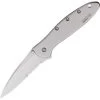 Kershaw 1660ST Leek Part Serrated Assisted Opening Framelock Folding Pocket Knife With Bead Blasted Stainless Handles -Kershaw 100980 101003