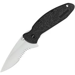 Kershaw 1620ST Scallion Serrated Assisted Opening Stainless Linerlock Folding Pocket Knife With Black Polyamide Handles