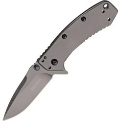 Kershaw 1555TI Cryo Hinderer Assisted Opening Framelock Folding Pocket Stainless Blade Knife With Stainless Handle