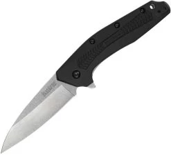 Kershaw Dividend Linerlock A/O Stonewash Blade Black Handle Folding Knife 1812