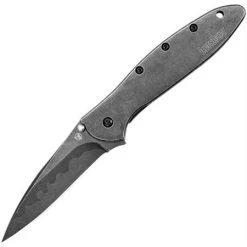 Kershaw 1660CBBW Leek Blackwash Assisted Opening Framelock Folding Pocket Stainless Blade Knife With Handles