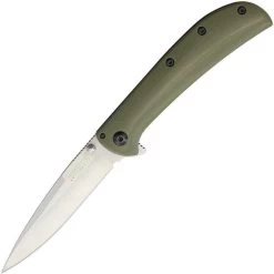 Kershaw AM-3 Framelock A/O Drop Pt Blade Green G10 Handle Folding Knife 2335GRN