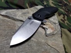 Kershaw Swerve Assisted Open Folding Knife Black Folder K Texture Drop Pt - 3850 -Kershaw 3850a