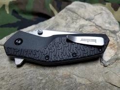 Kershaw Swerve Assisted Open Folding Knife Black Folder K Texture Drop Pt - 3850 -Kershaw 3850c