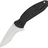 Kershaw Scallion Linerlock A/O Part Serrated Blade Black Folding Knife 1620ST -Kershaw KS1620ST