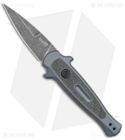 Kershaw Launch 12 Mini Stiletto Automatic Knife Gray/CF (2.5" Black Stonewash)