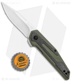 Kershaw Anso Fraxion Liner Lock Knife CF/OD Green G-10 (2.75" Satin) 1160OL -Kershaw Kershaw Anso Fraxion LL CF Green G 10 1160OL BHQ 79686 jr bottlecap