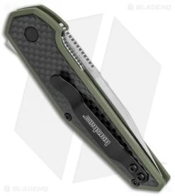 Kershaw Anso Fraxion Liner Lock Knife CF/OD Green G-10 (2.75" Satin) 1160OL -Kershaw Kershaw Anso Fraxion LL CF Green G 10 1160OL BHQ 79686 jr side