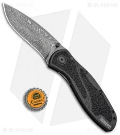 Kershaw Blur Assisted Opening Knife Black Aluminum (3.375" Damascus) 1670BLKDAM -Kershaw Kershaw Blur Assisted Opening Knife Black Aluminum Damascus 1670BLKDAM BHQ 107879 kp bottlecap jr