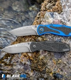Kershaw Blur Assisted Opening Knife Black Aluminum (3.375" Damascus) 1670BLKDAM -Kershaw Kershaw Blur Assisted Opening Knife Blue Aluminum Damascus 1670NBDAM BHQ 107880 kp water web