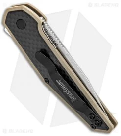 Kershaw Anso Fraxion Liner Lock Knife CF/Tan G-10 (2.75" Stonewash) 1160TAN -Kershaw Kershaw Fraxion LL Tan 1160TAN BHQ 83150 jr side