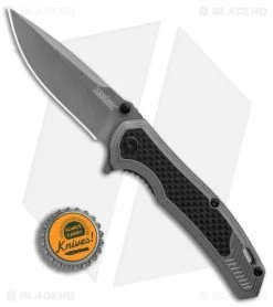 Kershaw Fringe A/O Frame Lock Knife Gray SS/Carbon Fiber (3" Gray) 8310 -Kershaw Kershaw Fringe AO Gray SS Carbon Fiber Gray BHQ 80593 er bottlecap