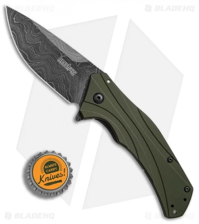 Kershaw Knockout Assisted Opening Knife OD Green (3.25" Damascus) 1870OLDAM 6 Kershaw Knockout Assisted Opening Knife OD Green (3.25" Damascus) 1870OLDAM - Image 4