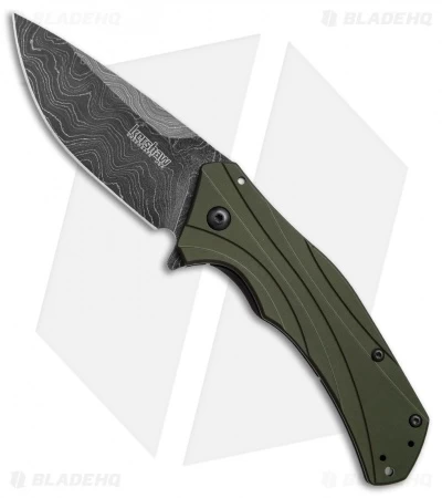 Kershaw Knockout Assisted Opening Knife OD Green (3.25" Damascus) 1870OLDAM 3 Kershaw Knockout Assisted Opening Knife OD Green (3.25" Damascus) 1870OLDAM