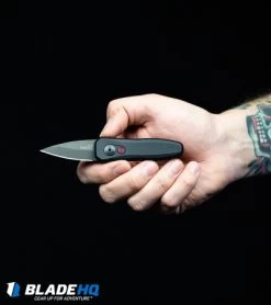 Kershaw Launch 4 CA Legal Automatic Knife Blue (1.9" Damascus) BHQ Exclusive -Kershaw Kershaw Launch 4 CA Legal Automatic Knife Black 7500BL BHQ 34416 in hand web
