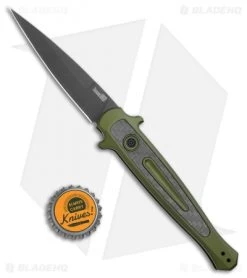 Kershaw Launch 8 Stiletto Automatic Knife Green/CF (3.5" Black) -Kershaw Kershaw Launch 8 Stiletto Auto Green CF Black KER7150OLBLK BHQ 109602 jr bottlecap