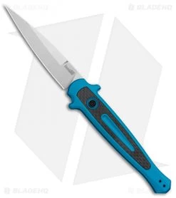Kershaw Launch 8 Stiletto Automatic Knife Teal/CF (3.5" Stonewash)