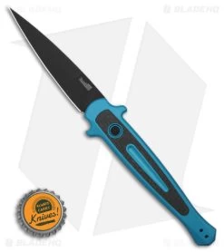 Kershaw Launch 8 Stiletto Automatic Knife Teal/CF (3.5" Black) 7150TEALBLK -Kershaw Kershaw Launch 8 stiletto AK Teal CF 3in Black BHQ 177022 td size
