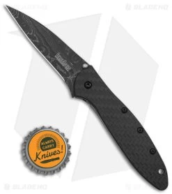 Kershaw Leek Assisted Opening Knife CF (3.4" Damascus) -Kershaw Kershaw Leek AO CF Damascus BHQ 165799 td size