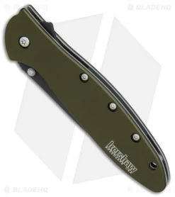Kershaw Leek Assisted Opening Knife OD Green (3" Black ) 1660OLBLK -Kershaw Kershaw Leek OD Green black BHQ 79637 er spine