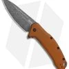 Kershaw Link Drop Point Knife Flat Dark Earth Aluminum (3.25" BlackWash) -Kershaw Kershaw Link Assisted SW Plain FDE Handle 1776BRZBW BHQ 85193 jr