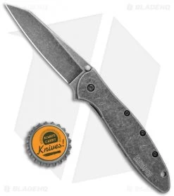 Kershaw Random Leek Reverse Tanto Assisted Opening Knife (3" Black SW) -Kershaw Kershaw Random Leek Reverse Tanto Assited Opening BlackWash 1660RBW BHQ 123397 jr bottlecap