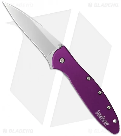 Kershaw Leek Assisted Opening Knife Purple (3" Bead Blast) 1660PUR 3 Kershaw Leek Assisted Opening Knife Purple (3" Bead Blast) 1660PUR